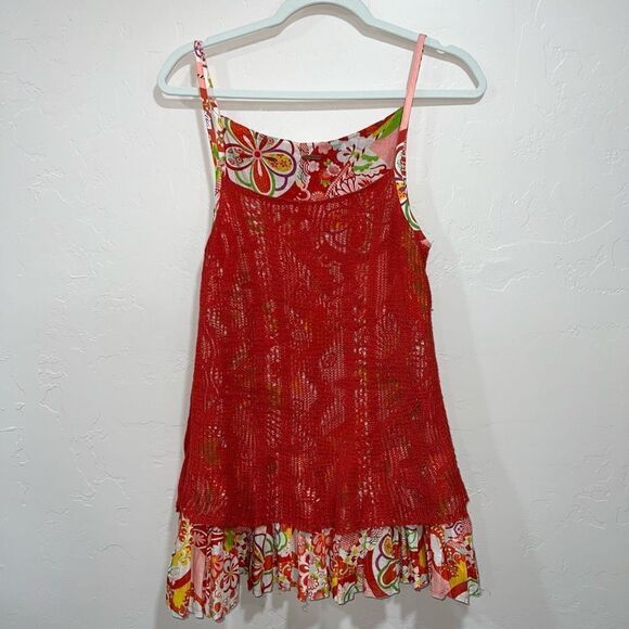 Free People Pleated Hem Floral Dress
Womens Size S Red Overlay Knit
Crochet - Picture 1 of 5